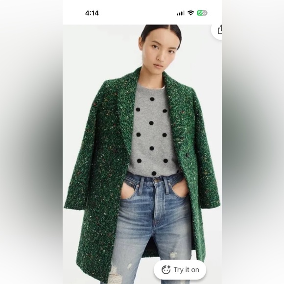 J. Crew green and multi colour tweed women's coat in 00 - Picture 6 of 7